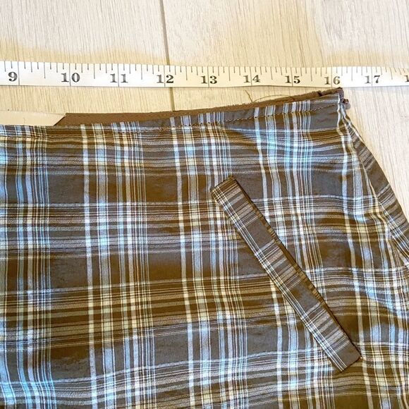 90s vintage brown and blue plaid mini skort - Picture 9 of 11